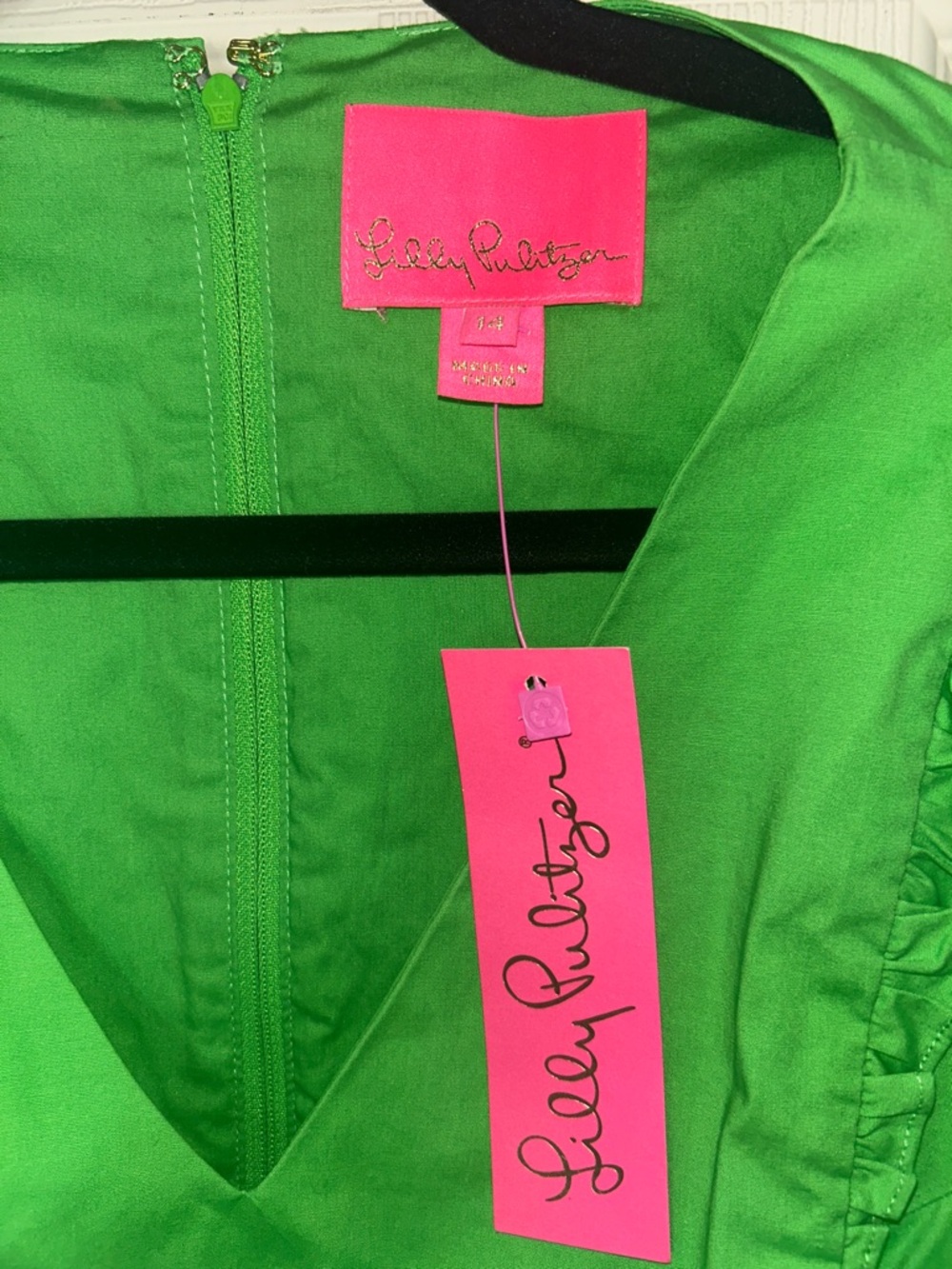 Lilly Pulitzer Bright Green Ruffle Tiered women’s Dress - Picture 2 of 3